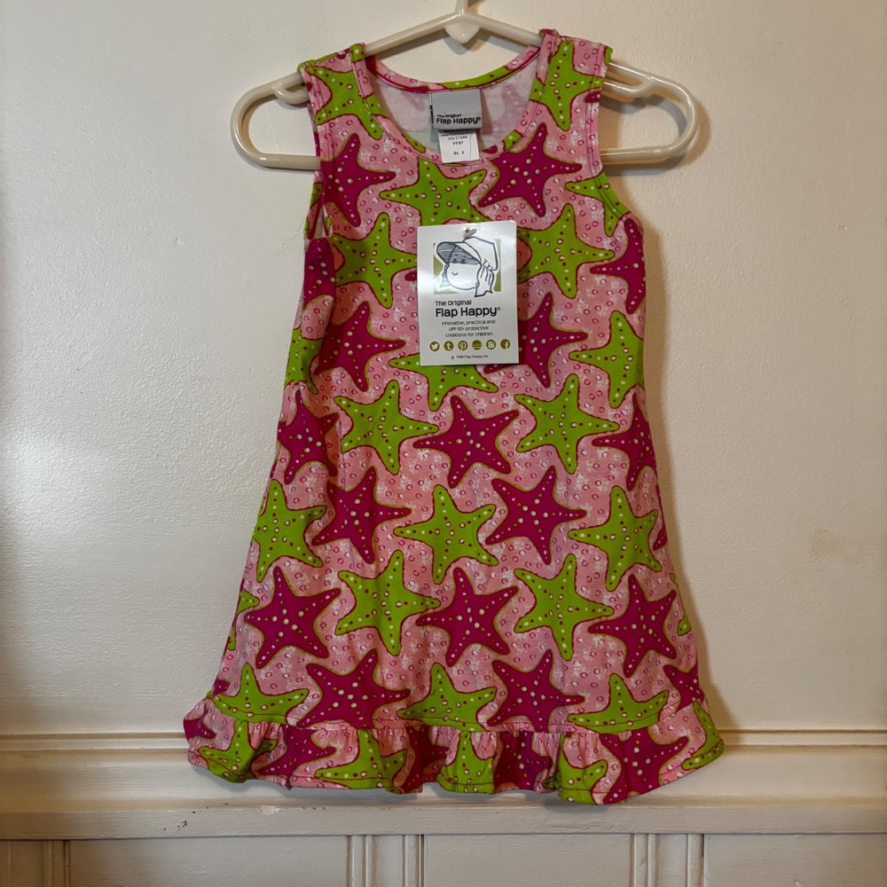 Flap Happy Girls Swing‎ Dress Size 2 NWT Starfish Ruffle Sleeveless Beach
